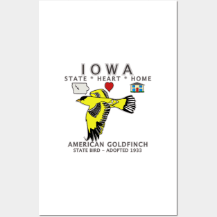 Iowa - American Goldfinch - State, Heart, Home - state symbols Posters and Art